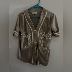 New York Graphic Button-Up Women Top